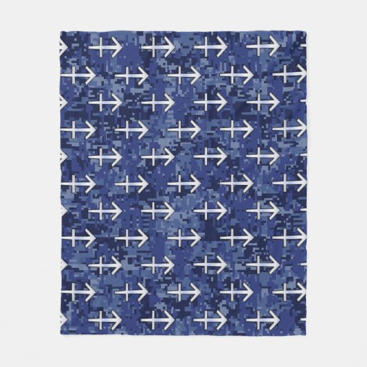 Sagittarius Zodiac Sign auf Navy Digital Camouflag Fleecedecke (Vorderseite)
