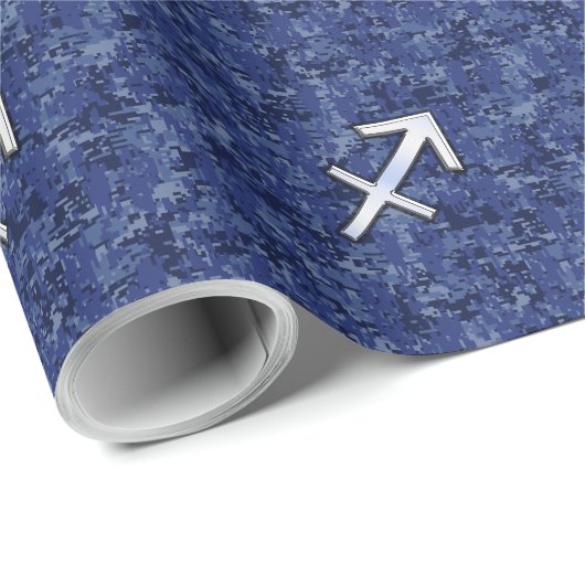 Sagittarius Zodiac Sign auf Navy Digital Camouflag Geschenkpapier (Rolleneckpunkt)