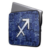 Sagittarius Zodiac Sign auf Navy Digital Camouflag Laptopschutzhülle (Vorderseite Links)