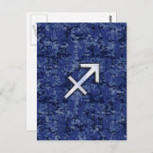 Sagittarius Zodiac Sign auf Navy Digital Camouflag Postkarte (Vorne/Hinten)