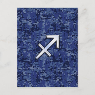 Sagittarius Zodiac Sign auf Navy Digital Camouflag Postkarte