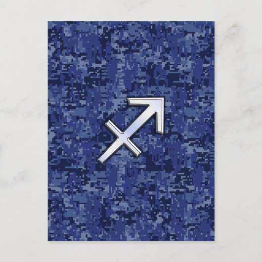 Sagittarius Zodiac Sign auf Navy Digital Camouflag Postkarte (Vorderseite)