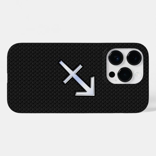 Sagittarius Zodiac Sign auf schwarzer Schlangenhau Case-Mate iPhone Hülle (Rückseite (Horizontal))