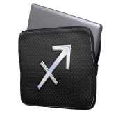 Sagittarius Zodiac Sign auf schwarzer Schlangenhau Laptopschutzhülle (Vorderseite Links)