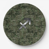 Sagittarius Zodiac Sign auf Woodland Camouflage Pappteller (Vorderseite)
