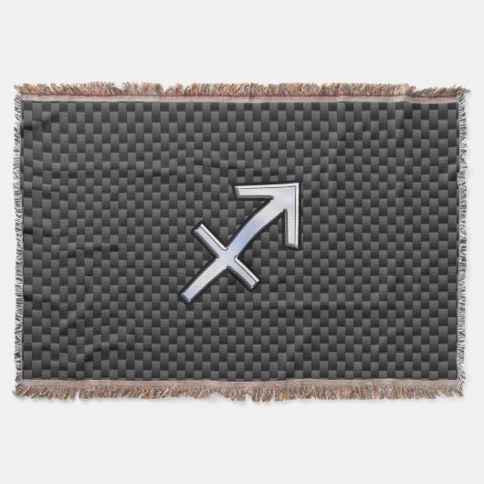 Sagittarius Zodiac Sign Black Carbon Fiber Style Decke (Vorderseite)