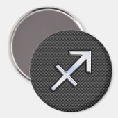 Sagittarius Zodiac Sign Black Carbon Fiber Style Magnet (Vorderseite/Rückseite)