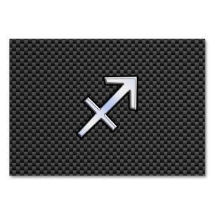 Sagittarius Zodiac Sign Black Carbon Fibre Print Tischnummer
