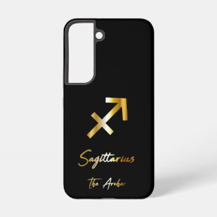 Sagittarius Zodiac Sign, Black & Gold Samsung Galaxy Hülle
