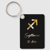 Sagittarius Zodiac Sign, Black & Gold Schlüsselanh Schlüsselanhänger (Vorderseite)