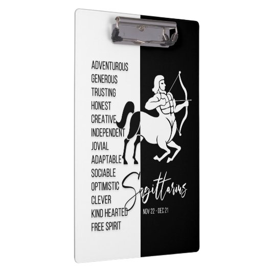 Sagittarius Zodiac Sign Black & White Clipboard Klemmbrett (Rechts)