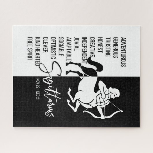 Sagittarius Zodiac Sign, Black&White Jigsaw Puzzle (Horizontal)