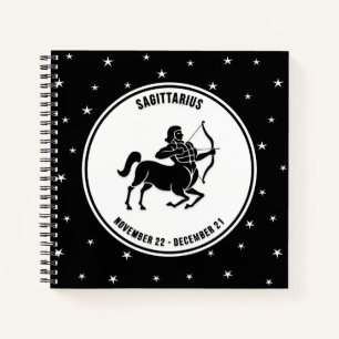 Sagittarius Zodiac Sign, Black & White Notebook Notizblock
