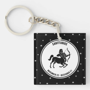 Sagittarius Zodiac Sign, Black & White Schlüssela Schlüsselanhänger
