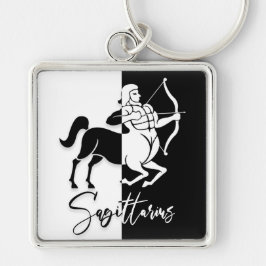 Sagittarius Zodiac Sign, Black & White Schlüsselan Schlüsselanhänger