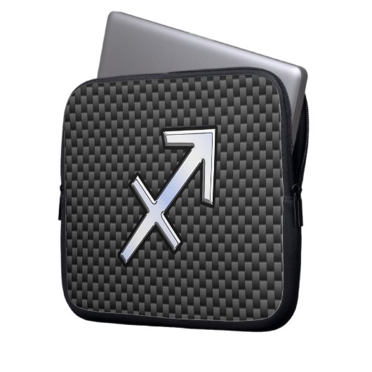 Sagittarius Zodiac Sign Carbon Fiber Style Laptopschutzhülle (Vorderseite Links)