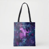 Sagittarius Zodiac Sign Cosmic Monogram Name Blue Tasche (Vorderseite)