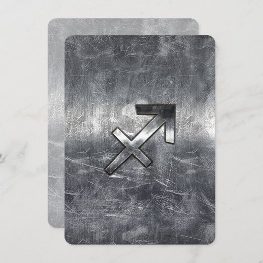 Sagittarius Zodiac Sign Distressed Steel (Vorne/Hinten)