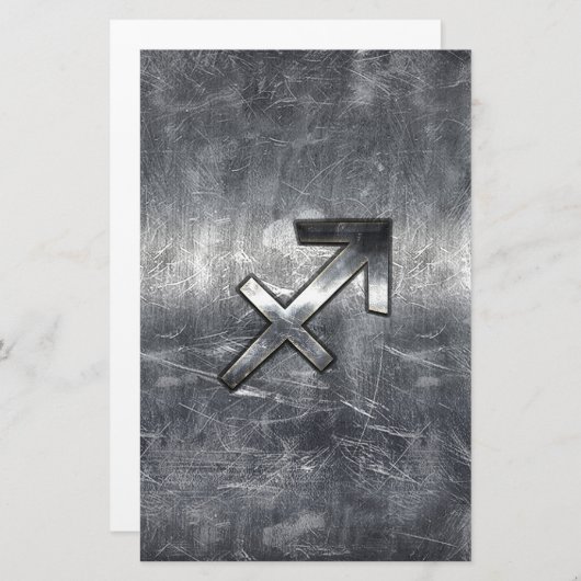 Sagittarius Zodiac Sign Distressed Steel Briefpapier (Vorne/Hinten)