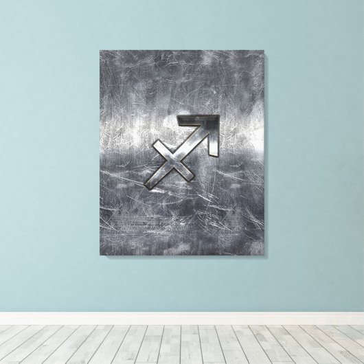 Sagittarius Zodiac Sign Distressed Steel Leinwanddruck (Insitu (Holzboden))