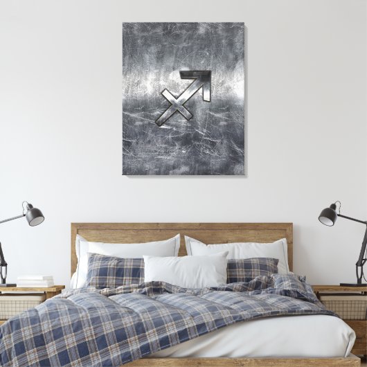 Sagittarius Zodiac Sign Distressed Steel Leinwanddruck (Insitu (Schlafzimmer))