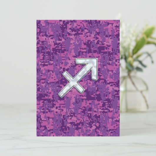 Sagittarius Zodiac Sign Fuchsia Digital Camouflage (Stehend Vorderseite)