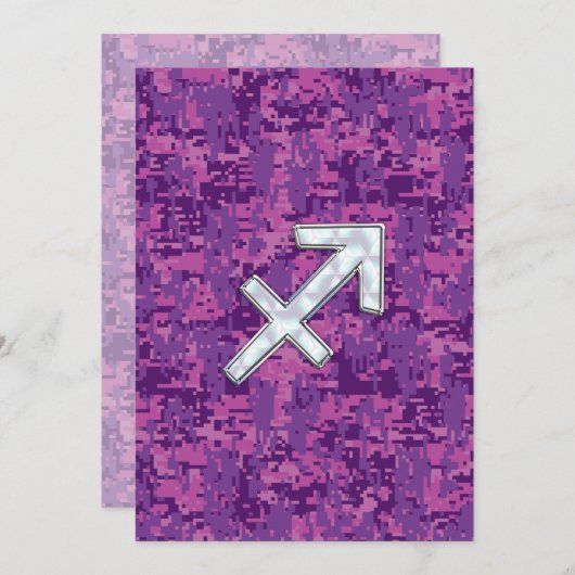 Sagittarius Zodiac Sign Fuchsia Digital Camouflage (Vorne/Hinten)