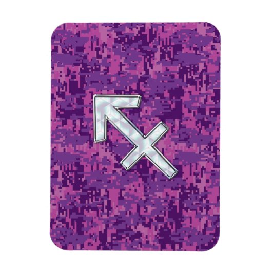 Sagittarius Zodiac Sign Fuchsia Digital Camouflage Magnet (Vertikal)