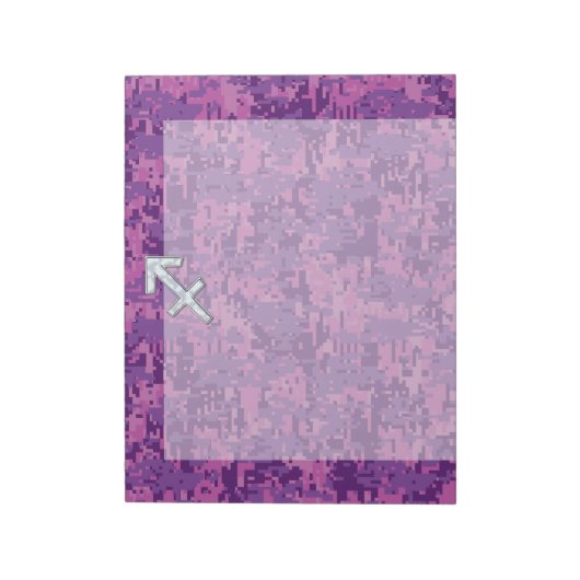 Sagittarius Zodiac Sign Fuchsia Digital Camouflage Notizblock (Rotiert)