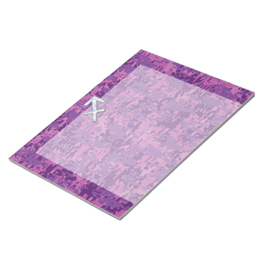 Sagittarius Zodiac Sign Fuchsia Digital Camouflage Notizblock (angewinkelt)