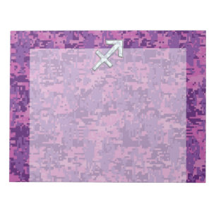 Sagittarius Zodiac Sign Fuchsia Digital Camouflage Notizblock
