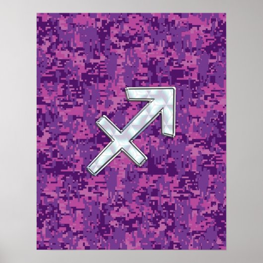 Sagittarius Zodiac Sign Fuchsia Digital Camouflage Poster (Vorne)
