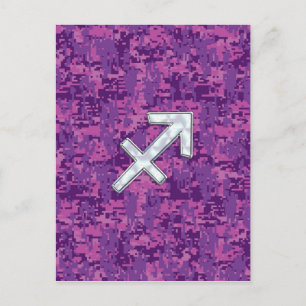 Sagittarius Zodiac Sign Fuchsia Digital Camouflage Postkarte