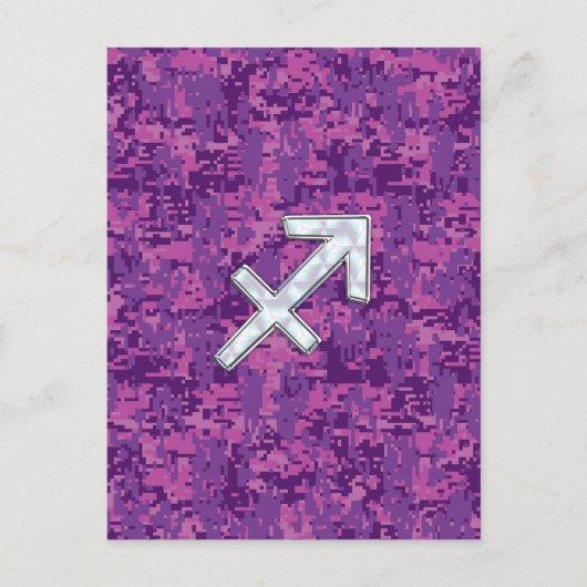 Sagittarius Zodiac Sign Fuchsia Digital Camouflage Postkarte (Vorderseite)