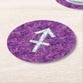 Sagittarius Zodiac Sign Fuchsia Digital Camouflage Runder Pappuntersetzer (Angewinkelt)