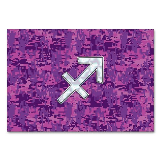 Sagittarius Zodiac Sign Fuchsia Digital Camouflage Tischnummer (Vorderseite)
