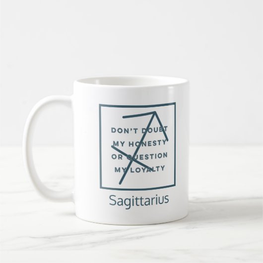 Sagittarius Zodiac Sign Fusion Zitat Blauer Text Kaffeetasse (Links)