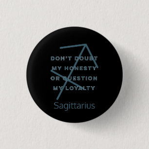 Sagittarius Zodiac Sign Fusion Zitat Blue Geburtst Button