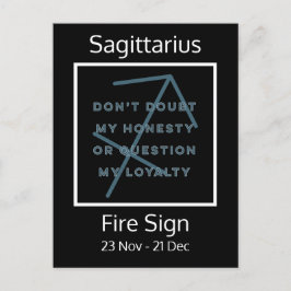 Sagittarius Zodiac Sign Fusion Zitat in Blau und W Postkarte