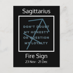 Sagittarius Zodiac Sign Fusion Zitat in Blau und W Postkarte