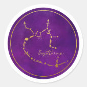 Sagittarius Zodiac Sign Gold Foil Constellation Runder Aufkleber (Vorderseite)