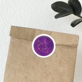 Sagittarius Zodiac Sign Gold Foil Constellation Runder Aufkleber