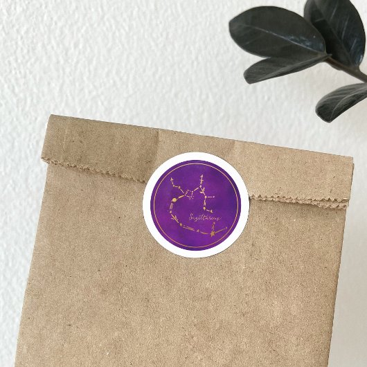 Sagittarius Zodiac Sign Gold Foil Constellation Runder Aufkleber