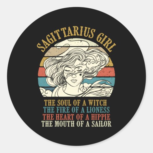 Sagittarius Zodiac Sign Horoskop Runder Aufkleber (Vorderseite)