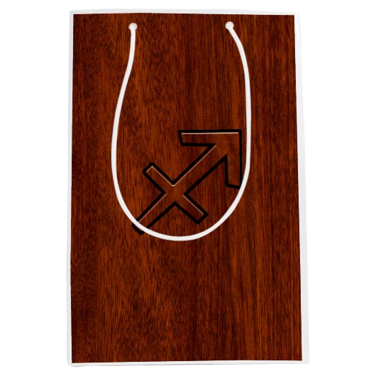 Sagittarius Zodiac Sign in Mahogany Brown Style Mittlere Geschenktüte (Vorderseite)