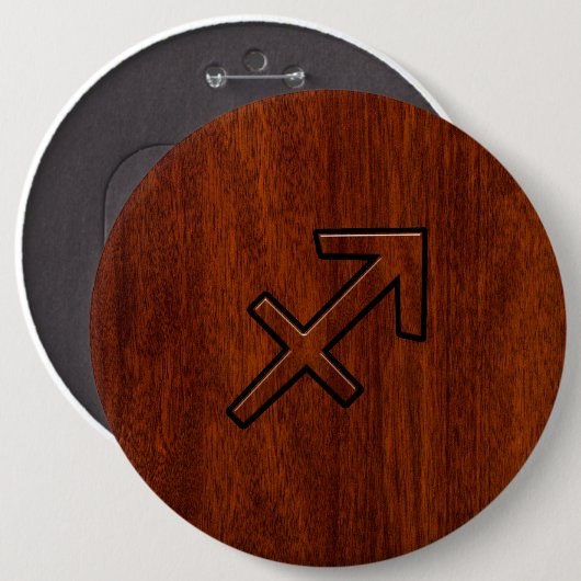Sagittarius Zodiac Sign in Mahogany Style Button (Vorne & Hinten)