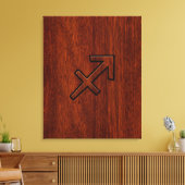 Sagittarius Zodiac Sign in Mahogany Style Leinwanddruck (Insitu (Wohnzimmer))