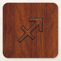 Sagittarius Zodiac Sign in Mahogany Wood Style