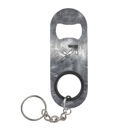 Sagittarius Zodiac Sign in Silver Steel look Schlüsselanhängerflaschenöffner (Vorderseite)