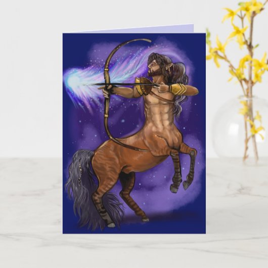 Sagittarius Zodiac Sign Karte (Gelbe Blume)